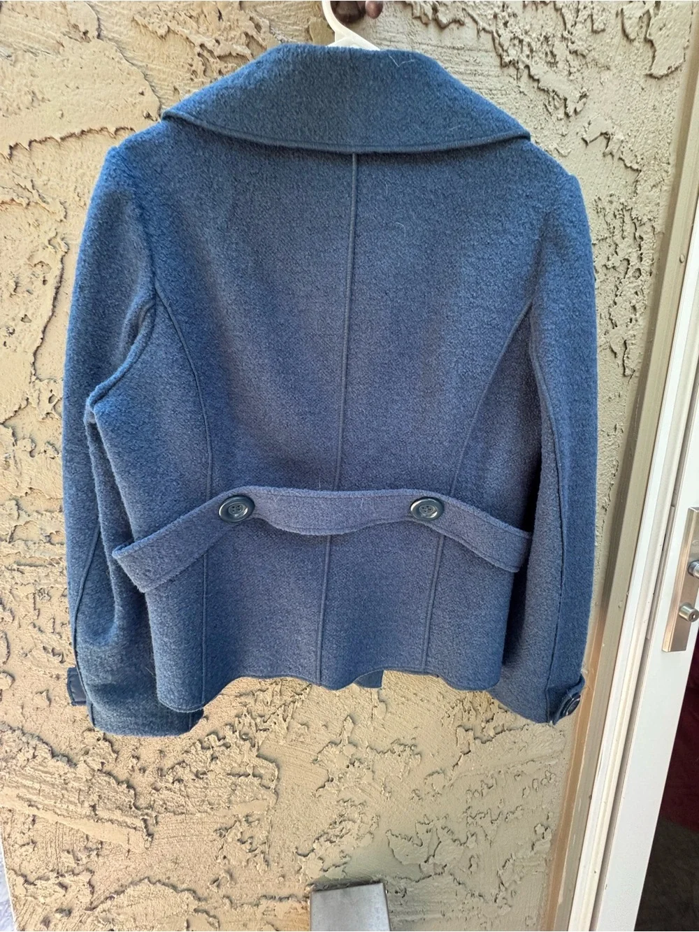 Merona Wool Blend Blue Peacoat Short Double Breasted Collared Size L